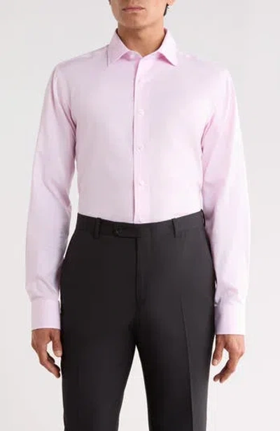 Lorenzo Uomo Trim Fit Textured Cotton Shirt In Pink
