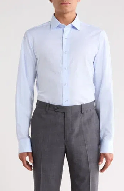 Lorenzo Uomo Trim Fit Textured Cotton Shirt In Blue