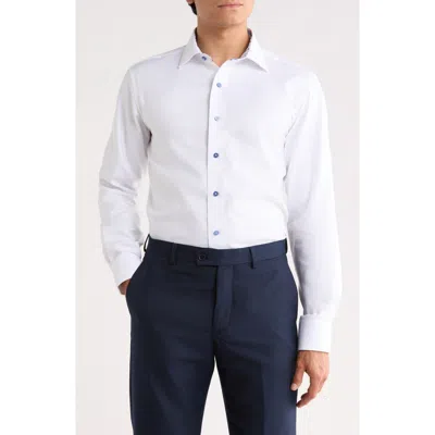 Lorenzo Uomo Trim Fit Textured Cotton Shirt In White