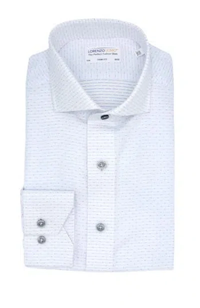 Lorenzo Uomo Trim Fit Textured Diamond Dash Cotton Dress Shirt In White