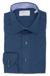 Lorenzo Uomo Trim Fit Textured Diamond Stretch Cotton Dress Shirt In Midnight