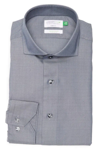 Lorenzo Uomo Trim Fit Textured Dress Shirt In Navy