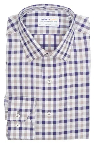 Lorenzo Uomo Trim Fit Textured Gingham Dress Shirt In Multi