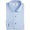 Lorenzo Uomo Trim Fit Textured Grid Cotton Dress Shirt In Blue