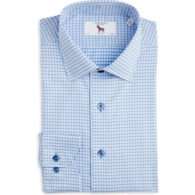 Lorenzo Uomo Trim Fit Textured Grid Cotton Dress Shirt