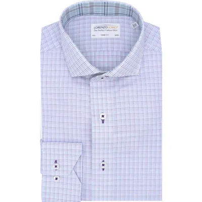 Lorenzo Uomo Trim Fit Textured Mini Grid Dress Shirt In Light Blue/purple