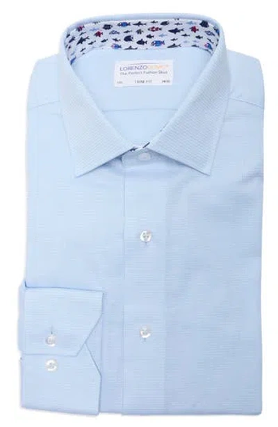 Lorenzo Uomo Trim Fit Textured Stretch Cotton Dress Shirt In Blue