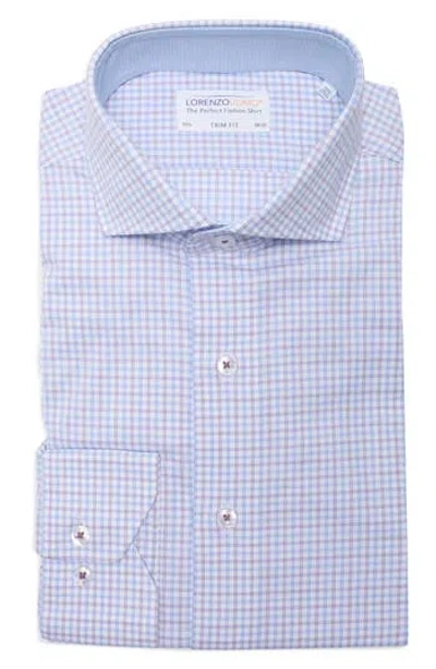 Lorenzo Uomo Trim Fit Textured Stretch Cotton Dress Shirt In Blue