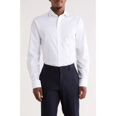 Lorenzo Uomo Trim Fit Textured Stretch Cotton Dress Shirt In White
