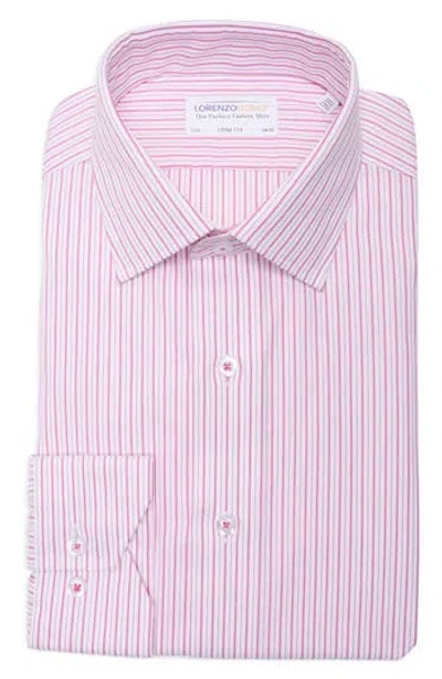 Lorenzo Uomo Trim Fit Textured Vertical Stripe Cotton Dress Shirt In Multi