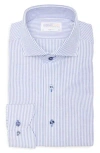 Lorenzo Uomo Trim Fit Vertical Stripe Cotton Dress Shirt In White/blue