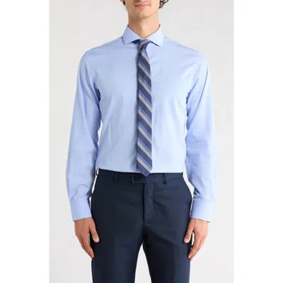 Lorenzo Uomo Trim Fit Wide Stripe Dress Shirt In Blue