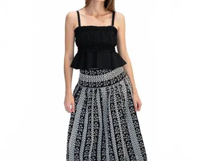 Loretta Caponi Alissa Peplum Top In Pantelleria Pop In Black