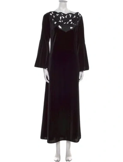 Pre-owned Loretta Caponi Bateau Neckline Long Dress W/ Tags In Black