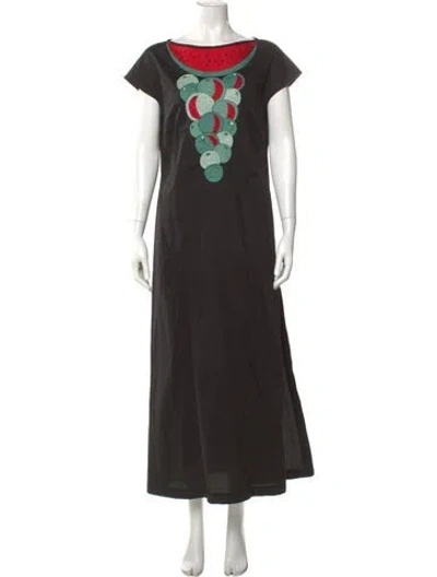Pre-owned Loretta Caponi Bateau Neckline Long Dress W/ Tags In Multi