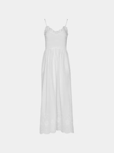 Loretta Caponi Bianca Embroidered Cotton Dress Size: L  Abask Luxury Gift In White