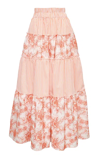 Loretta Caponi Bibi Embroidered Cotton Skirt
