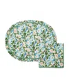 Loretta Caponi Blackberry Print Placemat & Napkin In Green