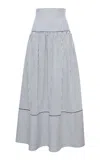 Loretta Caponi Castagneto Pinstripe Cotton Skirt