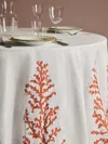 Loretta Caponi Coral Hand-embroidered Linen Round Tablecloth (118in/3m)