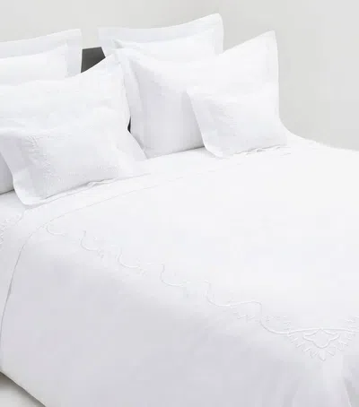 Loretta Caponi Cotton Art Deco Super King Duvet Cover In White