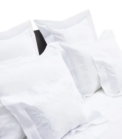 Loretta Caponi Cotton Art Deco Super King Flat Sheet In White