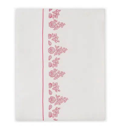 Loretta Caponi Cotton Coral And Shells Flat Sheet In Pink