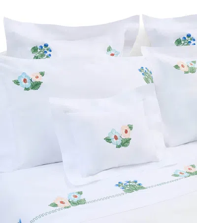 Loretta Caponi Cotton Flowers And Blackberries Boudoir Pillowcase In White