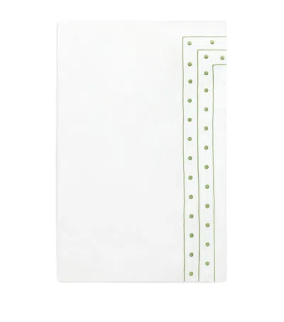 Loretta Caponi Cotton Stripes And Dots Super King Duvet Cover In Green