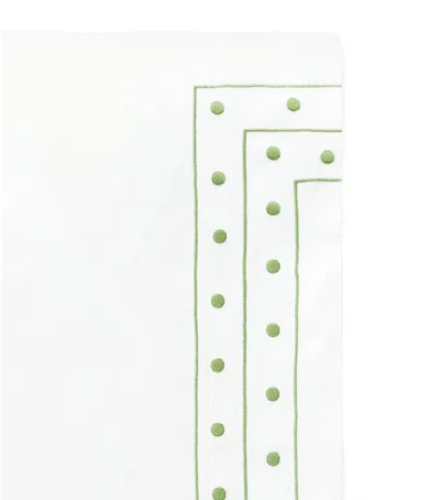 Loretta Caponi Cotton Stripes And Dots Super King Flat Sheet In Green