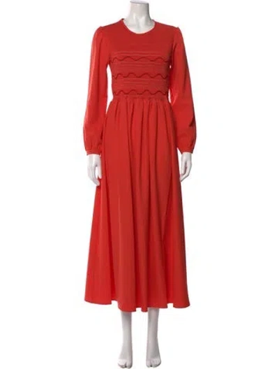 Pre-owned Loretta Caponi Crew Neck Long Dress In Orange