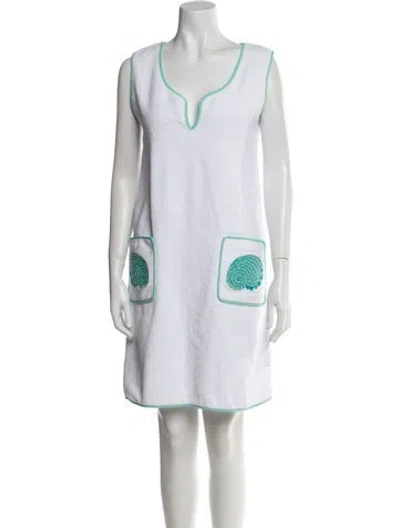 Pre-owned Loretta Caponi Embroidered Accent Nightgown In White