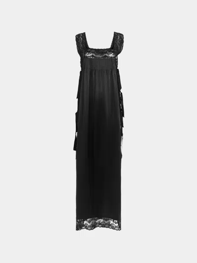 Loretta Caponi Fiocchini Silk And Lace Long Dress Size: L In Black