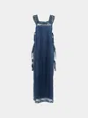 Loretta Caponi Fiocchini Silk And Lace Long Dress Size: L In Blue