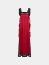 Loretta Caponi Fiocchini Silk And Lace Long Dress Size: M In Red
