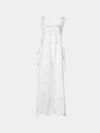 Loretta Caponi Fiocco Embroidered Cotton Long Dress Size: L In White