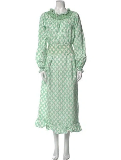 Pre-owned Loretta Caponi Floral Print Long Dress In Multi