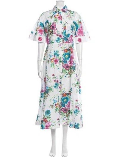 Pre-owned Loretta Caponi Floral Print Long Dress In Multicolor