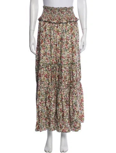 Pre-owned Loretta Caponi Floral Print Long Skirt In Green