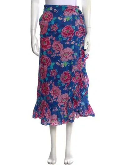 Pre-owned Loretta Caponi Floral Print Long Skirt In Multicolor