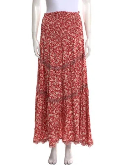 Pre-owned Loretta Caponi Floral Print Long Skirt In Red