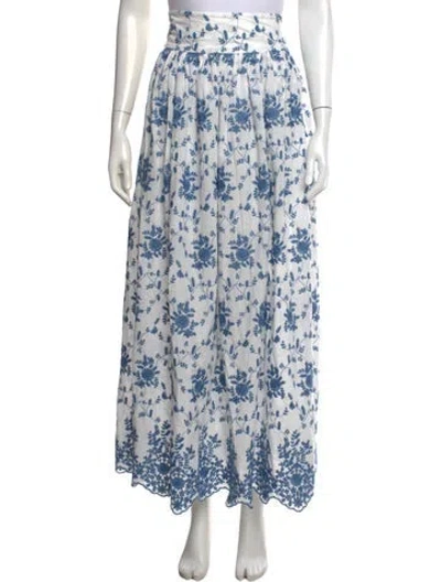 Pre-owned Loretta Caponi Floral Print Long Skirt W/ Tags In Blue