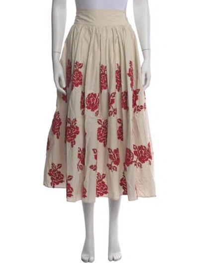 Pre-owned Loretta Caponi Floral Print Midi Length Skirt In Neutral