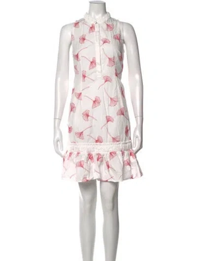 Pre-owned Loretta Caponi Floral Print Mini Dress In White