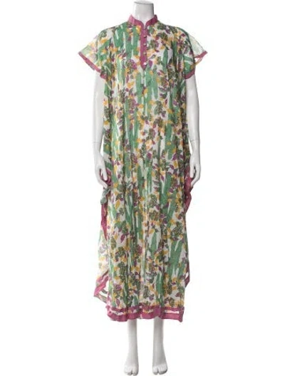 Pre-owned Loretta Caponi Floral Print Robe In White