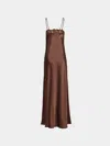 Loretta Caponi Giadeite Silk And Lace Long Dress Size: M In Brown