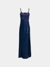 Loretta Caponi Giadeite Silk And Lace Long Dress Size: S In Blue