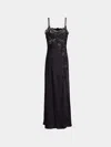 Loretta Caponi Giadeite Silk And Lace Long Dress Size: Xs In Black