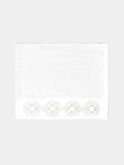 Loretta Caponi Girandole Hand-embroidered Hand Towel  Abask Luxury Gift In White