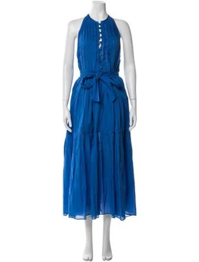Pre-owned Loretta Caponi Halterneck Long Dress In Blue